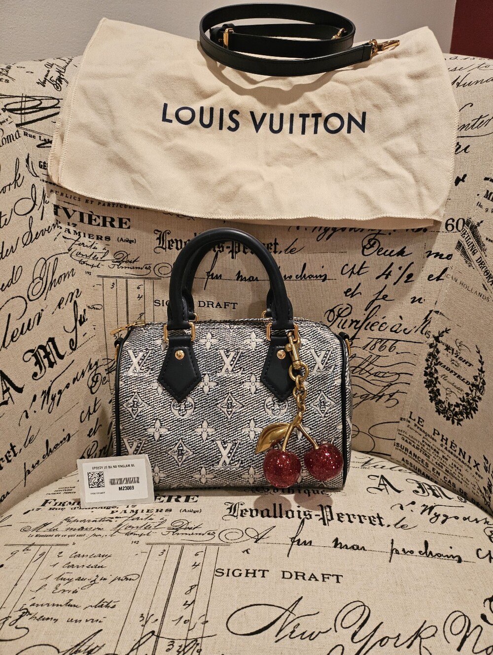 LOUIS VUITTON Speedy 20 Monoglam Bandouliere Jacquard Blue bag